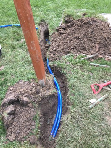 Example of laying the line for a sprinkler system